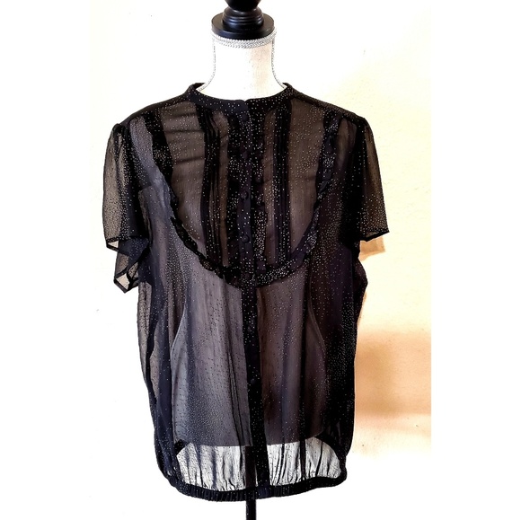 torrid Tops - Torrid Sheer Black with Gold Blouse size 2X